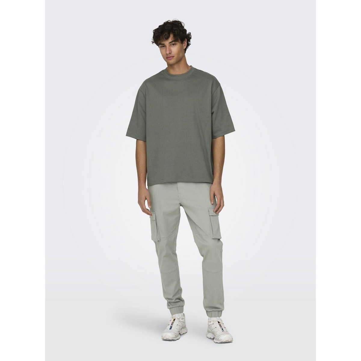 ONLY & SONS MEN΄S OVERSIZE FIT COTTON ROUND NECK T-SHIRT 22027787 CASTOR GRAY